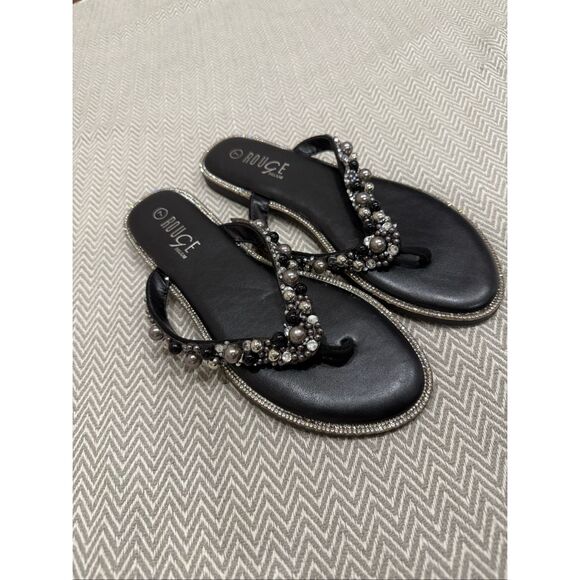 Rouge Helium Black Beaded Sandals Size 7 - Picture 5 of 5